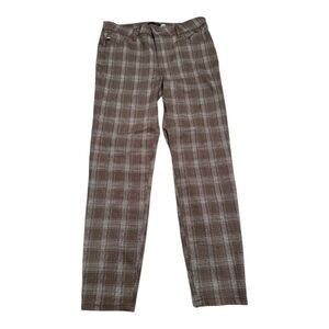 Tommy Hilfiger Womens Checkered Plaid Cream and Brown Size 10